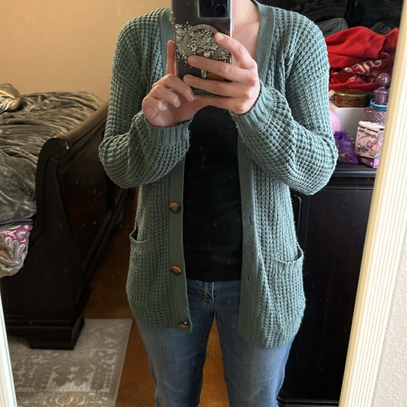 Pink Rose- Green Women's cardigan - Picture 7 of 8